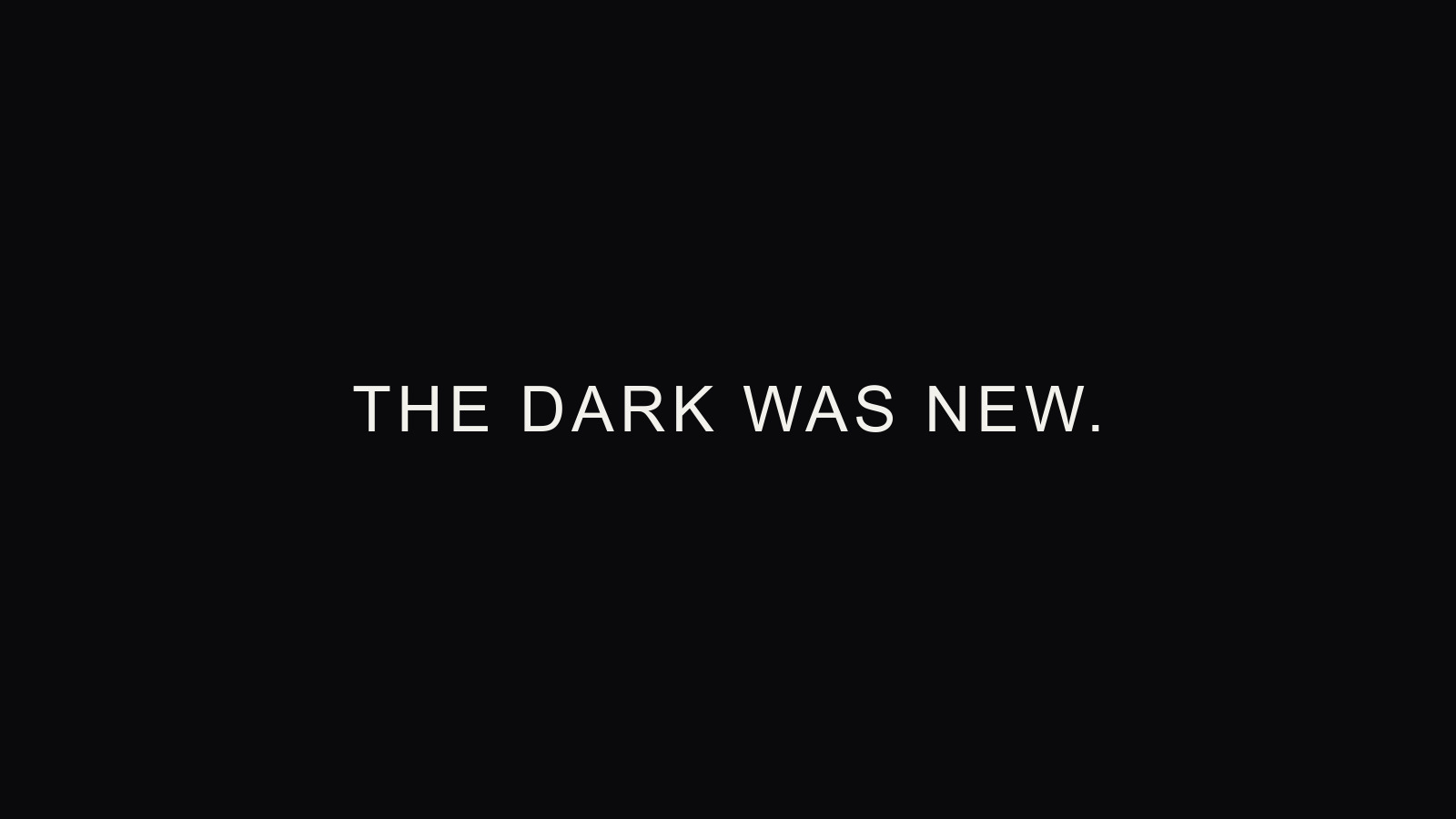 THE DARK WAS NEW.